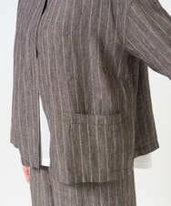 NGDGE50430 GIANNI LO GIUDICE(ジャンニ ロ ジュディチェ) [洗える]リネンステッチストライプジャケット ブラック