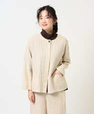 NGDGE50430 GIANNI LO GIUDICE(ジャンニ ロ ジュディチェ) [洗える]リネンステッチストライプジャケット ブラック