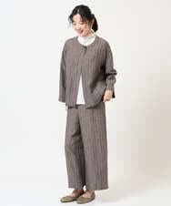 NGDGE50430 GIANNI LO GIUDICE(ジャンニ ロ ジュディチェ) [洗える]リネンステッチストライプジャケット ブラック