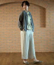 NGDGE50430 GIANNI LO GIUDICE(ジャンニ ロ ジュディチェ) [洗える]リネンステッチストライプジャケット ブラック