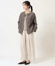 NGDGE50430 GIANNI LO GIUDICE(ジャンニ ロ ジュディチェ) [洗える]リネンステッチストライプジャケット ブラック