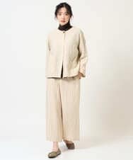 NGDGE50430 GIANNI LO GIUDICE(ジャンニ ロ ジュディチェ) [洗える]リネンステッチストライプジャケット ブラック