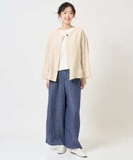 NGDGE50430 GIANNI LO GIUDICE(ジャンニ ロ ジュディチェ) [洗える]リネンステッチストライプジャケット ブラック