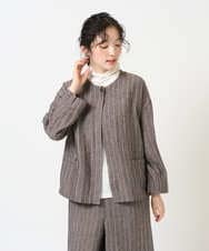 NGDGE50430 GIANNI LO GIUDICE(ジャンニ ロ ジュディチェ) [洗える]リネンステッチストライプジャケット ブラック