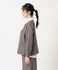 NGDGE50430 GIANNI LO GIUDICE(ジャンニ ロ ジュディチェ) [洗える]リネンステッチストライプジャケット ブラック