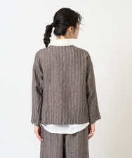 NGDGE50430 GIANNI LO GIUDICE(ジャンニ ロ ジュディチェ) [洗える]リネンステッチストライプジャケット ブラック