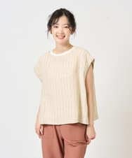 NGDGE51300 GIANNI LO GIUDICE(ジャンニ ロ ジュディチェ) [洗える]リネンステッチストライプベスト ベージュ