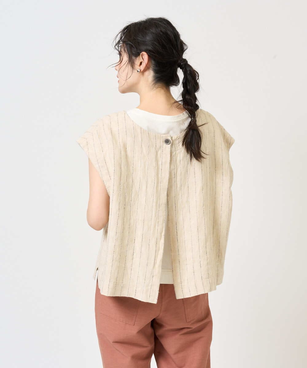 NGDGE51300 GIANNI LO GIUDICE(ジャンニ ロ ジュディチェ) [洗える]リネンステッチストライプベスト ブラック