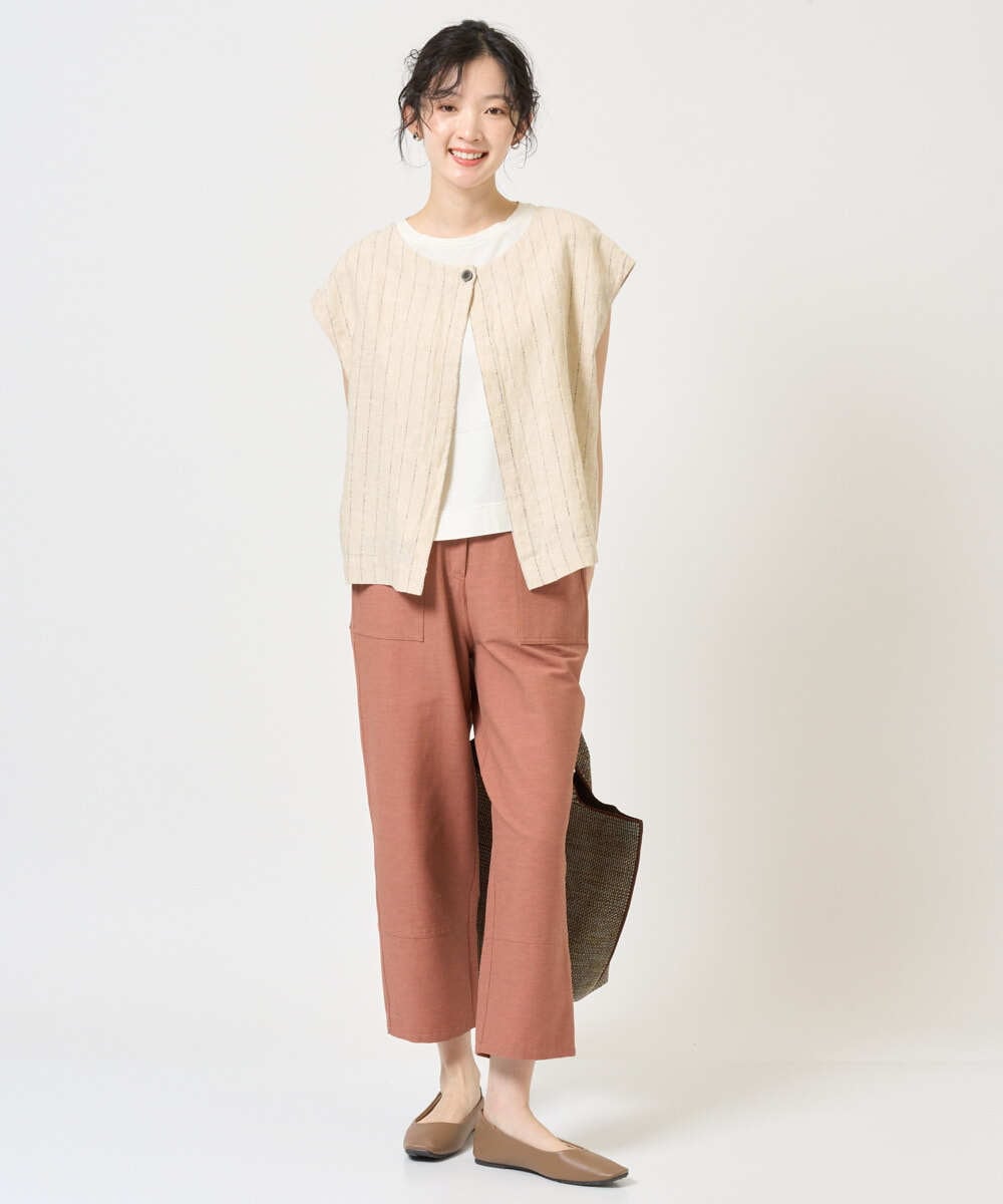 NGDGE51300 GIANNI LO GIUDICE(ジャンニ ロ ジュディチェ) [洗える]リネンステッチストライプベスト ブラック