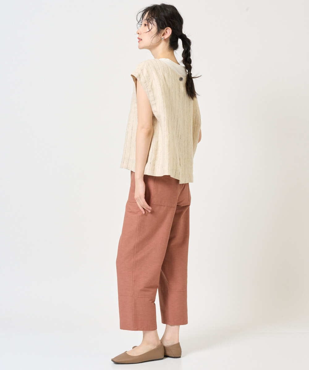 NGDGE51300 GIANNI LO GIUDICE(ジャンニ ロ ジュディチェ) [洗える]リネンステッチストライプベスト ブラック