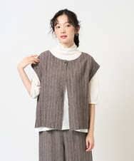 NGDGE51300 GIANNI LO GIUDICE(ジャンニ ロ ジュディチェ) [洗える]リネンステッチストライプベスト ブラック