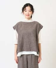 NGDGE51300 GIANNI LO GIUDICE(ジャンニ ロ ジュディチェ) [洗える]リネンステッチストライプベスト ブラック