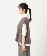 NGDGE51300 GIANNI LO GIUDICE(ジャンニ ロ ジュディチェ) [洗える]リネンステッチストライプベスト ブラック