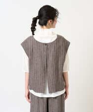 NGDGE51300 GIANNI LO GIUDICE(ジャンニ ロ ジュディチェ) [洗える]リネンステッチストライプベスト ブラック