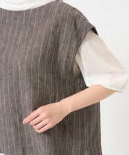 NGDGE51300 GIANNI LO GIUDICE(ジャンニ ロ ジュディチェ) [洗える]リネンステッチストライプベスト ブラック