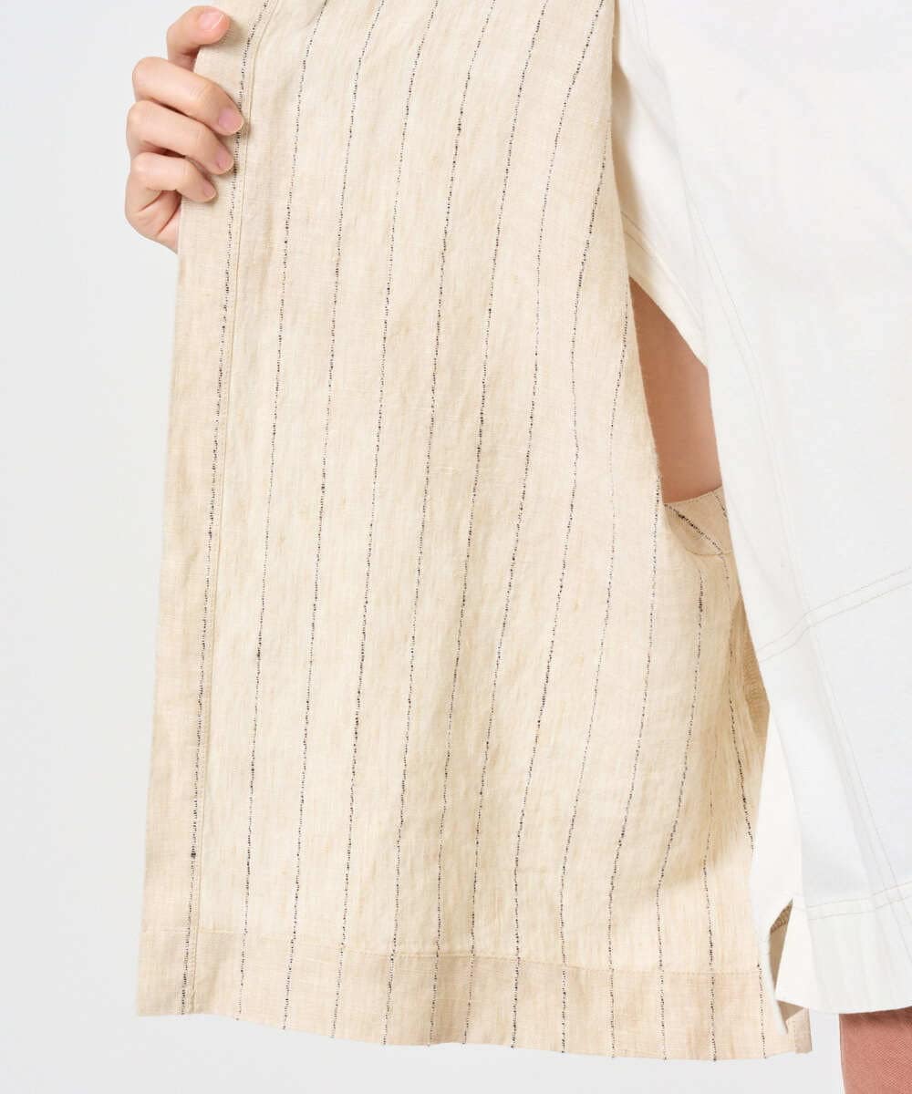 NGDGE51300 GIANNI LO GIUDICE(ジャンニ ロ ジュディチェ) [洗える]リネンステッチストライプベスト ブラック