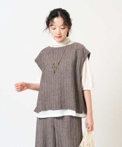 NGDGE51300 GIANNI LO GIUDICE [洗える]リネンステッチストライプベスト