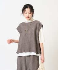 NGDGE51300 GIANNI LO GIUDICE(ジャンニ ロ ジュディチェ) [洗える]リネンステッチストライプベスト ブラック