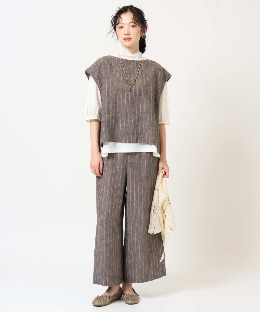 NGDGE51300 GIANNI LO GIUDICE(ジャンニ ロ ジュディチェ) [洗える]リネンステッチストライプベスト ブラック