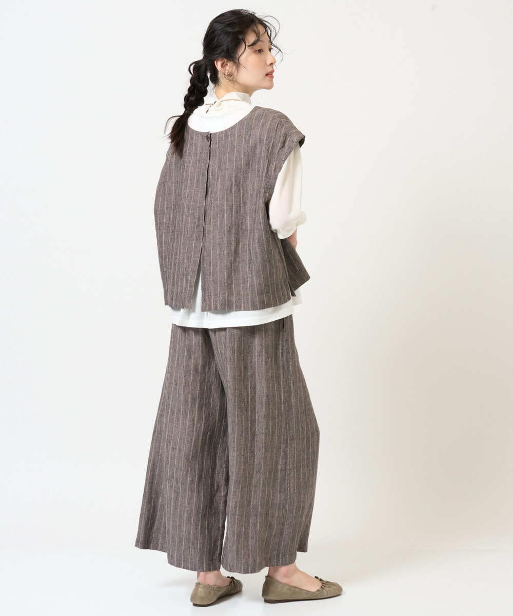 NGDGE51300 GIANNI LO GIUDICE(ジャンニ ロ ジュディチェ) [洗える]リネンステッチストライプベスト ブラック