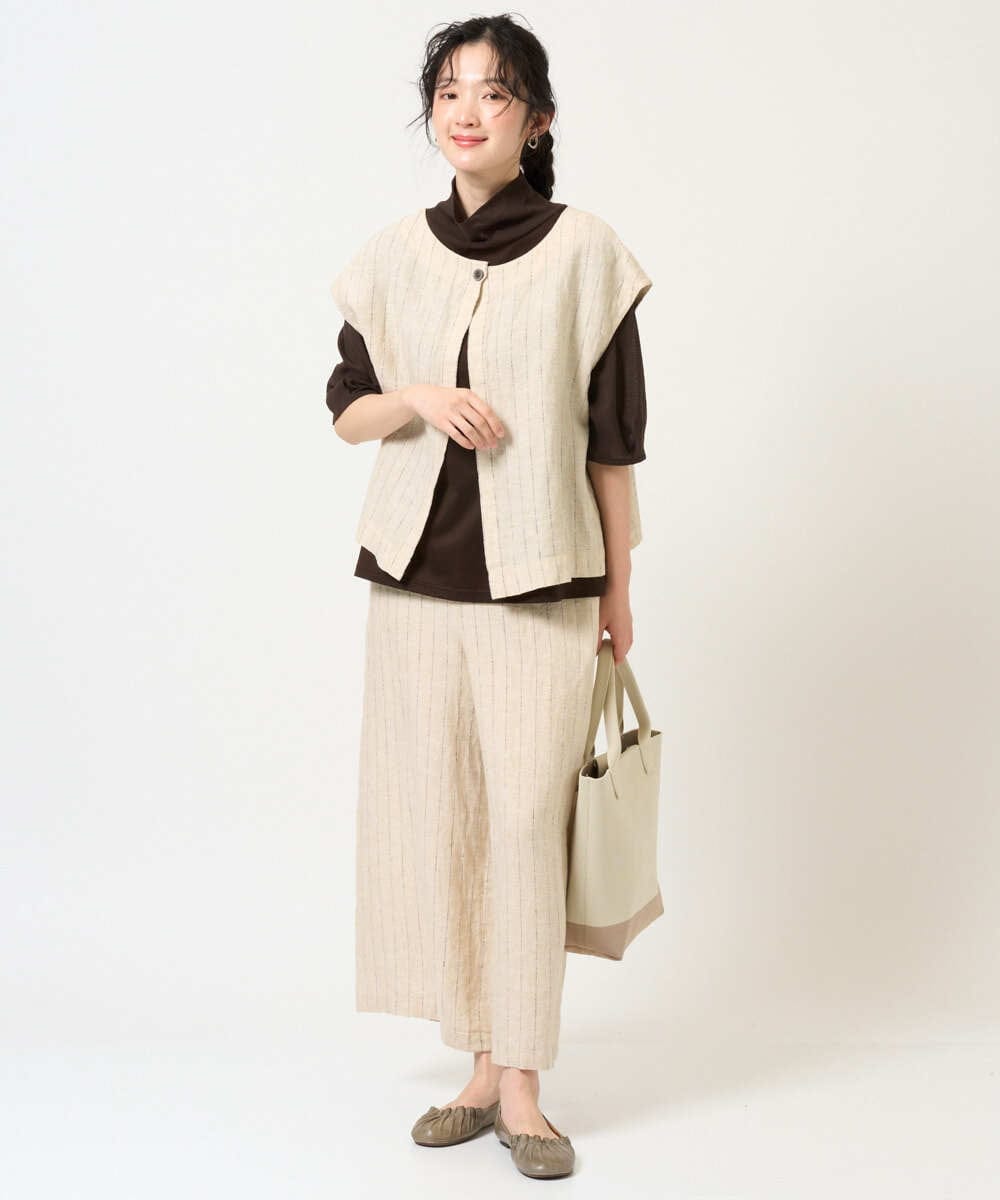 NGDGE51300 GIANNI LO GIUDICE(ジャンニ ロ ジュディチェ) [洗える]リネンステッチストライプベスト ブラック