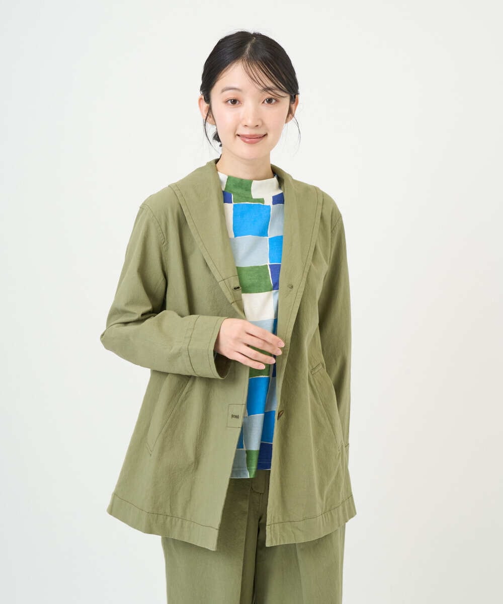 NGDGF26360 GIANNI LO GIUDICE(ジャンニ ロ ジュディチェ) [洗える]コットンナチュラルワッシャージャケット グリーン