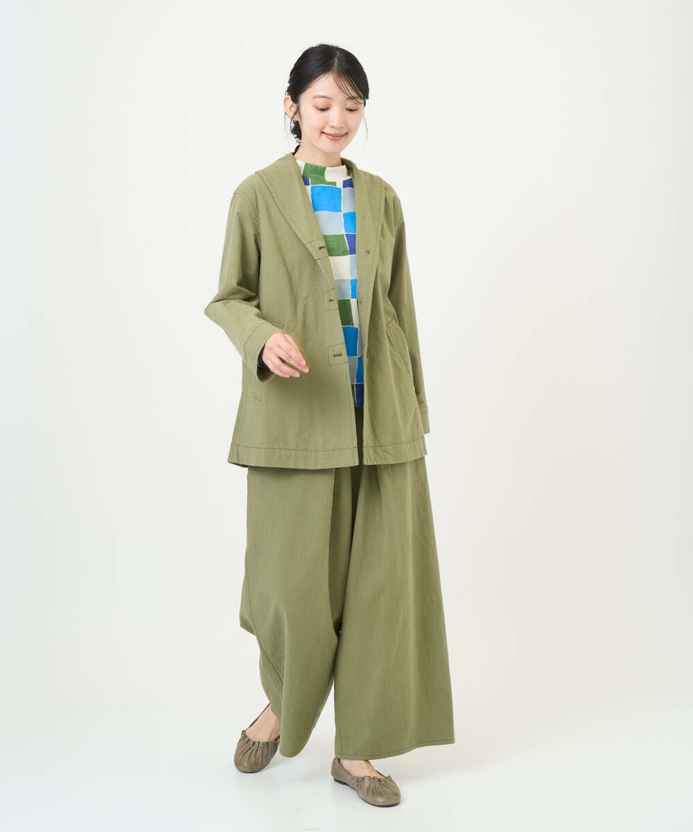 NGDGF26360 GIANNI LO GIUDICE(ジャンニ ロ ジュディチェ) [洗える]コットンナチュラルワッシャージャケット グリーン