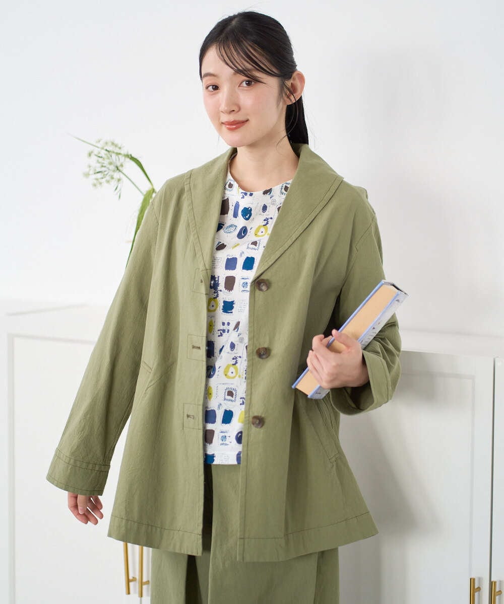 NGDGF26360 GIANNI LO GIUDICE(ジャンニ ロ ジュディチェ) [洗える]コットンナチュラルワッシャージャケット グリーン