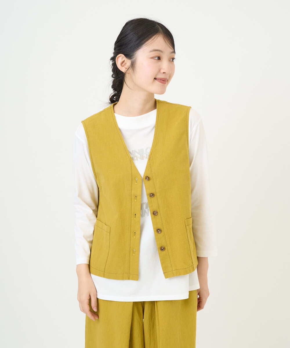 NGDGF27270 GIANNI LO GIUDICE(ジャンニ ロ ジュディチェ) [洗える]コットンナチュラルワッシャーベスト イエロー