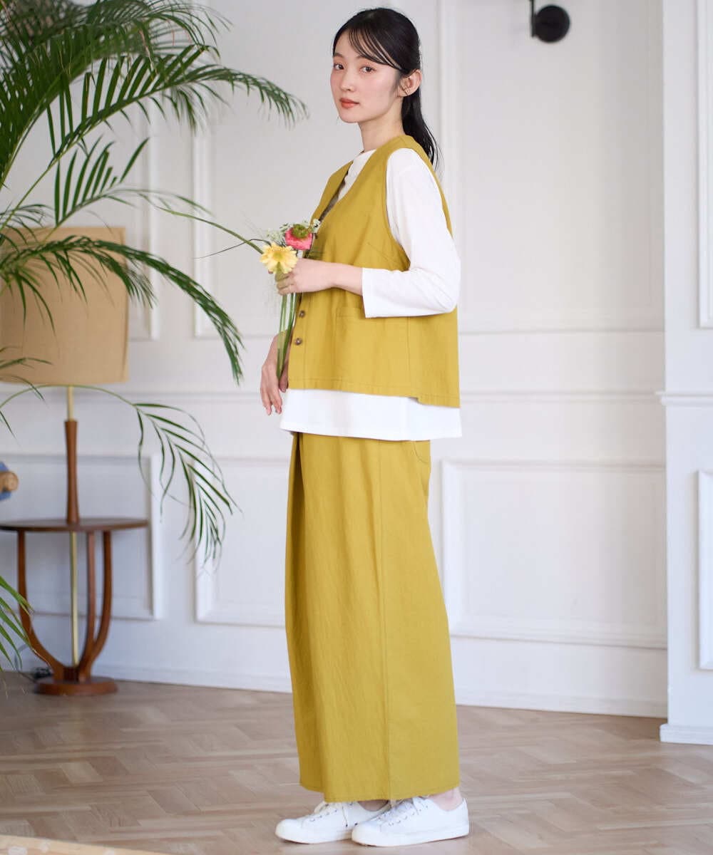 NGDGF27270 GIANNI LO GIUDICE(ジャンニ ロ ジュディチェ) [洗える]コットンナチュラルワッシャーベスト イエロー