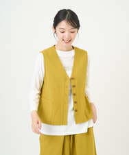 NGDGF27270 GIANNI LO GIUDICE(ジャンニ ロ ジュディチェ) [洗える]コットンナチュラルワッシャーベスト イエロー