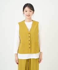 NGDGF27270 GIANNI LO GIUDICE(ジャンニ ロ ジュディチェ) [洗える]コットンナチュラルワッシャーベスト イエロー