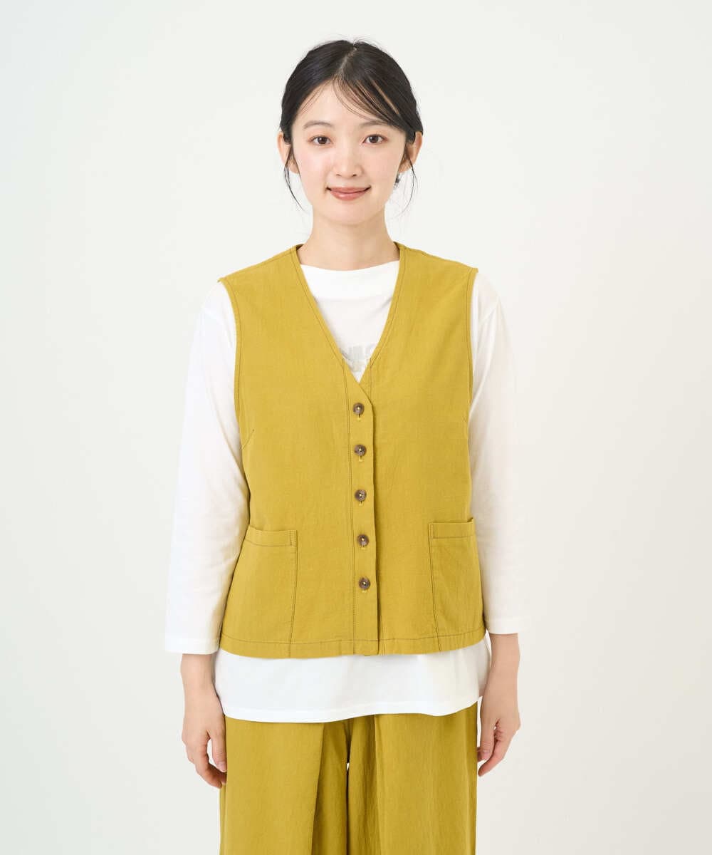 NGDGF27270 GIANNI LO GIUDICE(ジャンニ ロ ジュディチェ) [洗える]コットンナチュラルワッシャーベスト イエロー