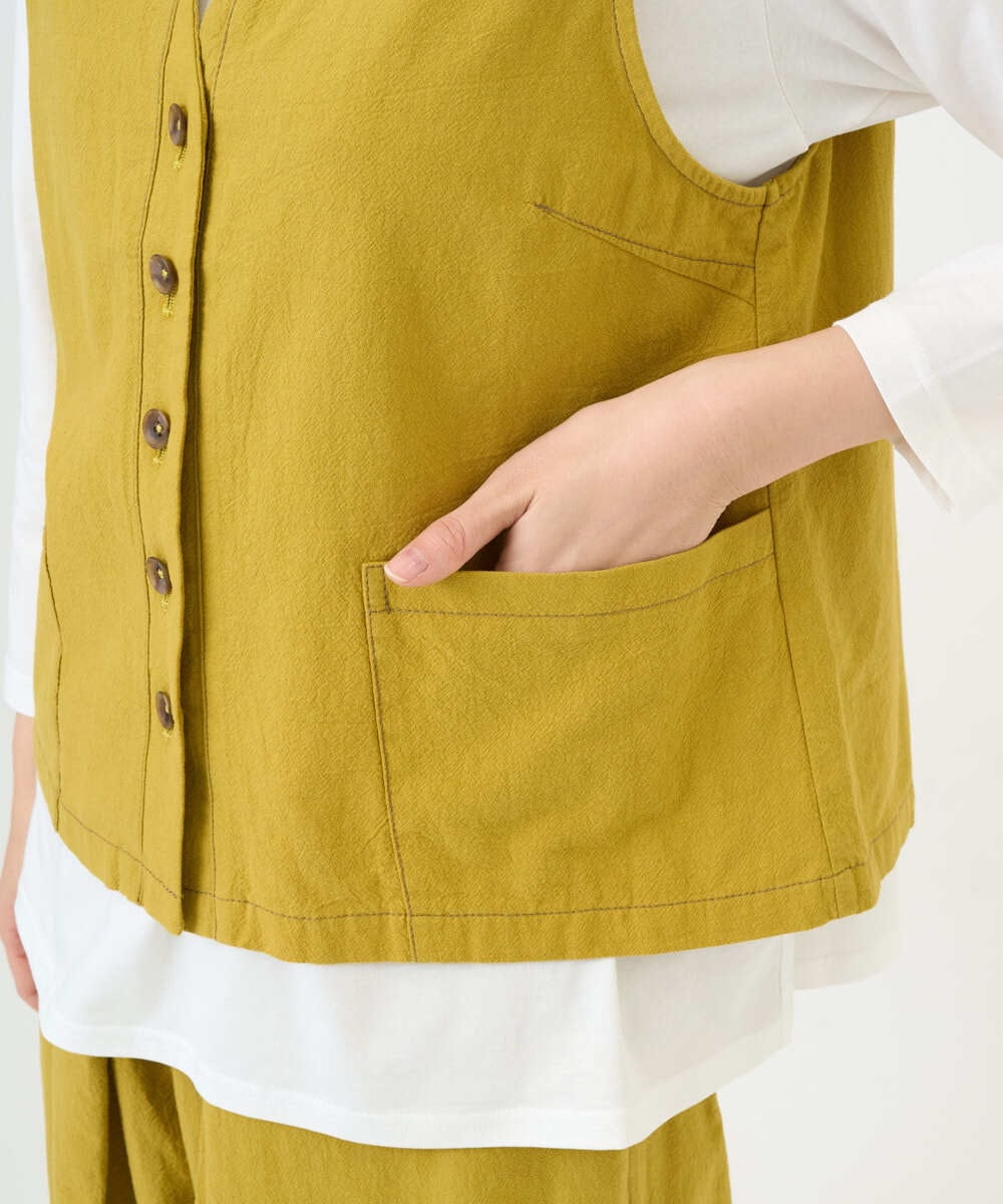 NGDGF27270 GIANNI LO GIUDICE(ジャンニ ロ ジュディチェ) [洗える]コットンナチュラルワッシャーベスト イエロー