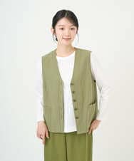 NGDGF27270 GIANNI LO GIUDICE(ジャンニ ロ ジュディチェ) [洗える]コットンナチュラルワッシャーベスト グリーン