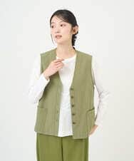 NGDGF27270 GIANNI LO GIUDICE(ジャンニ ロ ジュディチェ) [洗える]コットンナチュラルワッシャーベスト グリーン