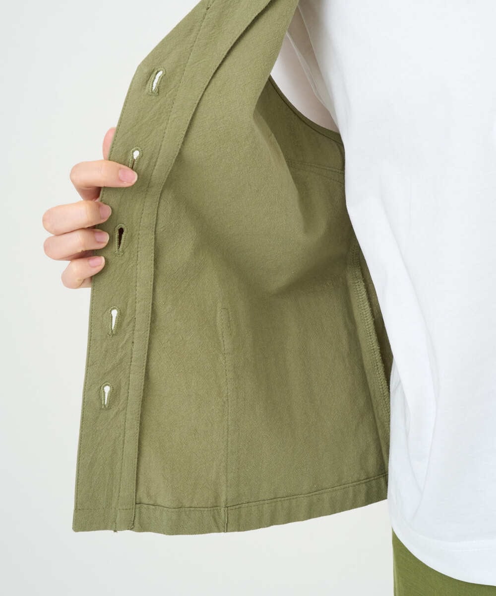 NGDGF27270 GIANNI LO GIUDICE(ジャンニ ロ ジュディチェ) [洗える]コットンナチュラルワッシャーベスト グリーン