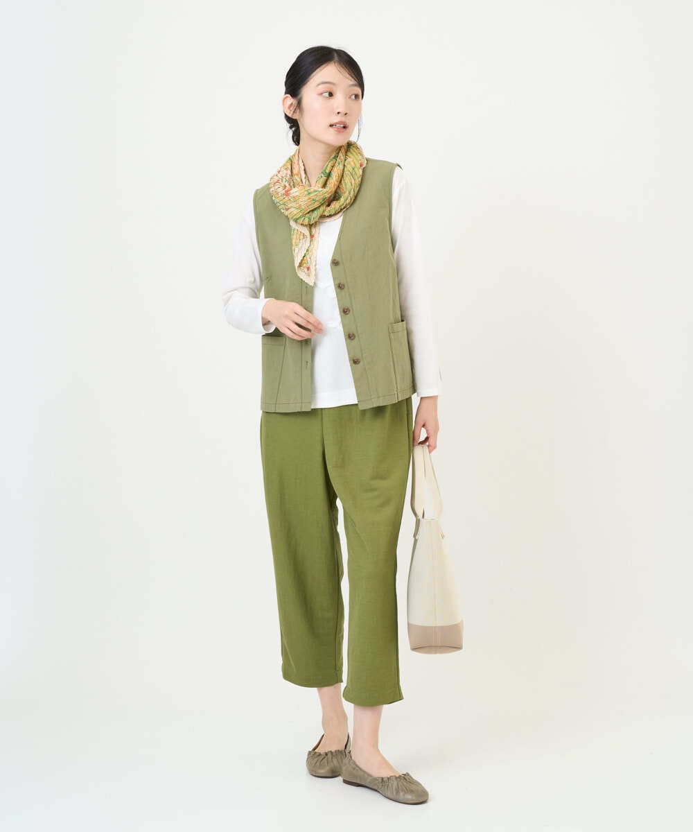 NGDGF27270 GIANNI LO GIUDICE(ジャンニ ロ ジュディチェ) [洗える]コットンナチュラルワッシャーベスト グリーン