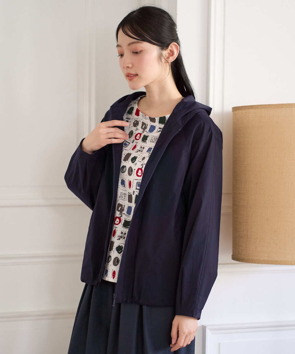 NGDGF37290 GIANNI LO GIUDICE(ジャンニ ロ ジュディチェ) [洗える]ナイロンストレッチタフタブルゾン ネイビー