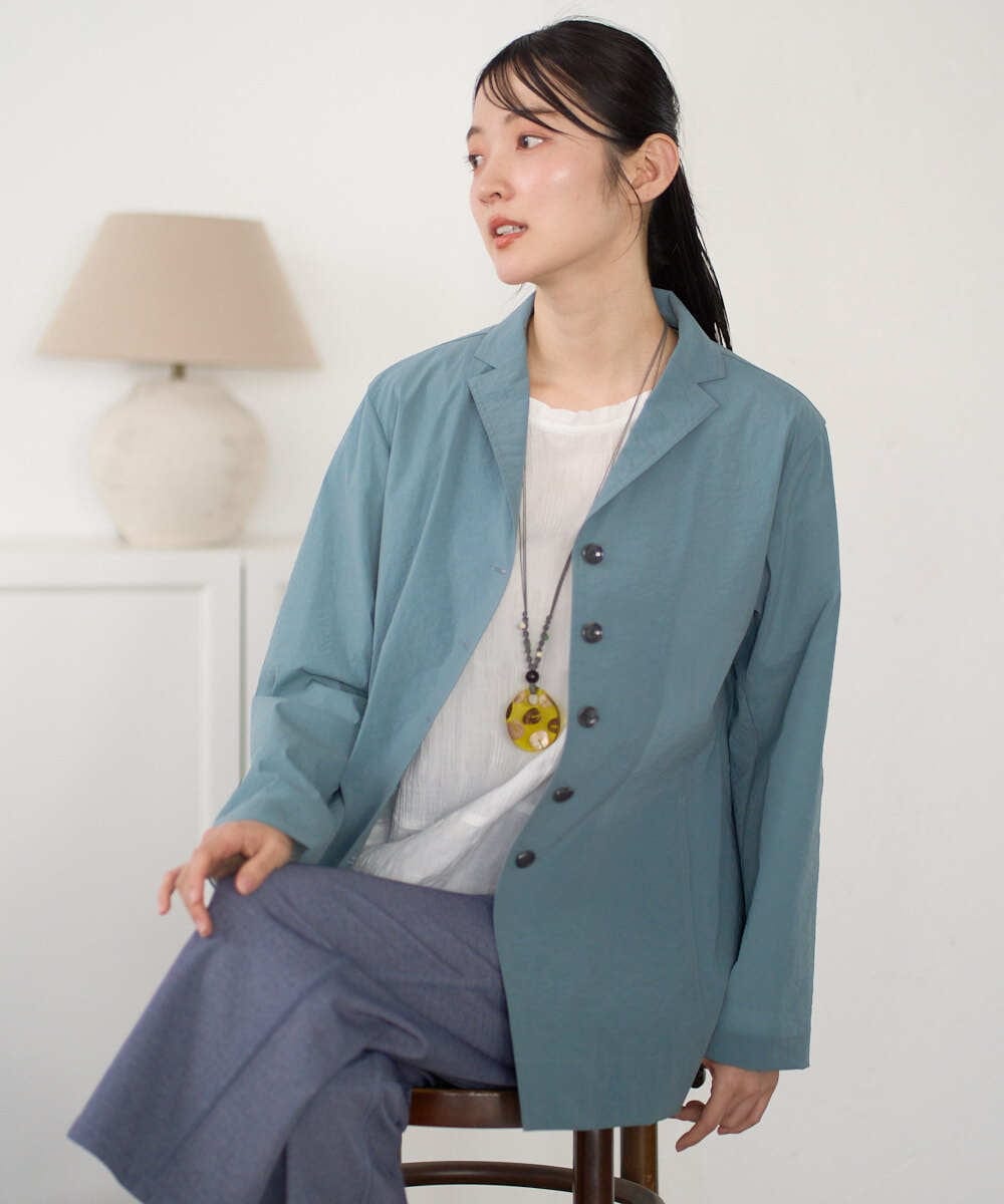 NGDGF57450 GIANNI LO GIUDICE(ジャンニ ロ ジュディチェ) [洗える・日本製]クレイペーパーナイロンジャケット ライトブルー