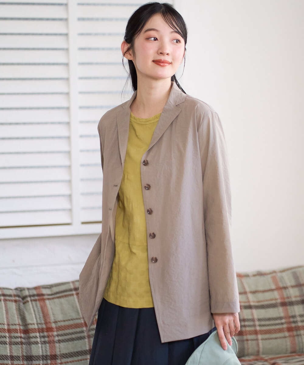 NGDGF57450 GIANNI LO GIUDICE(ジャンニ ロ ジュディチェ) [洗える・日本製]クレイペーパーナイロンジャケット ベージュ