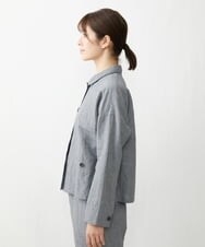 NGDGT30390 GIANNI LO GIUDICE(ジャンニ ロ ジュディチェ) [洗える]千鳥柄コットン麻ブルゾン ネイビー