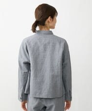 NGDGT30390 GIANNI LO GIUDICE(ジャンニ ロ ジュディチェ) [洗える]千鳥柄コットン麻ブルゾン ネイビー