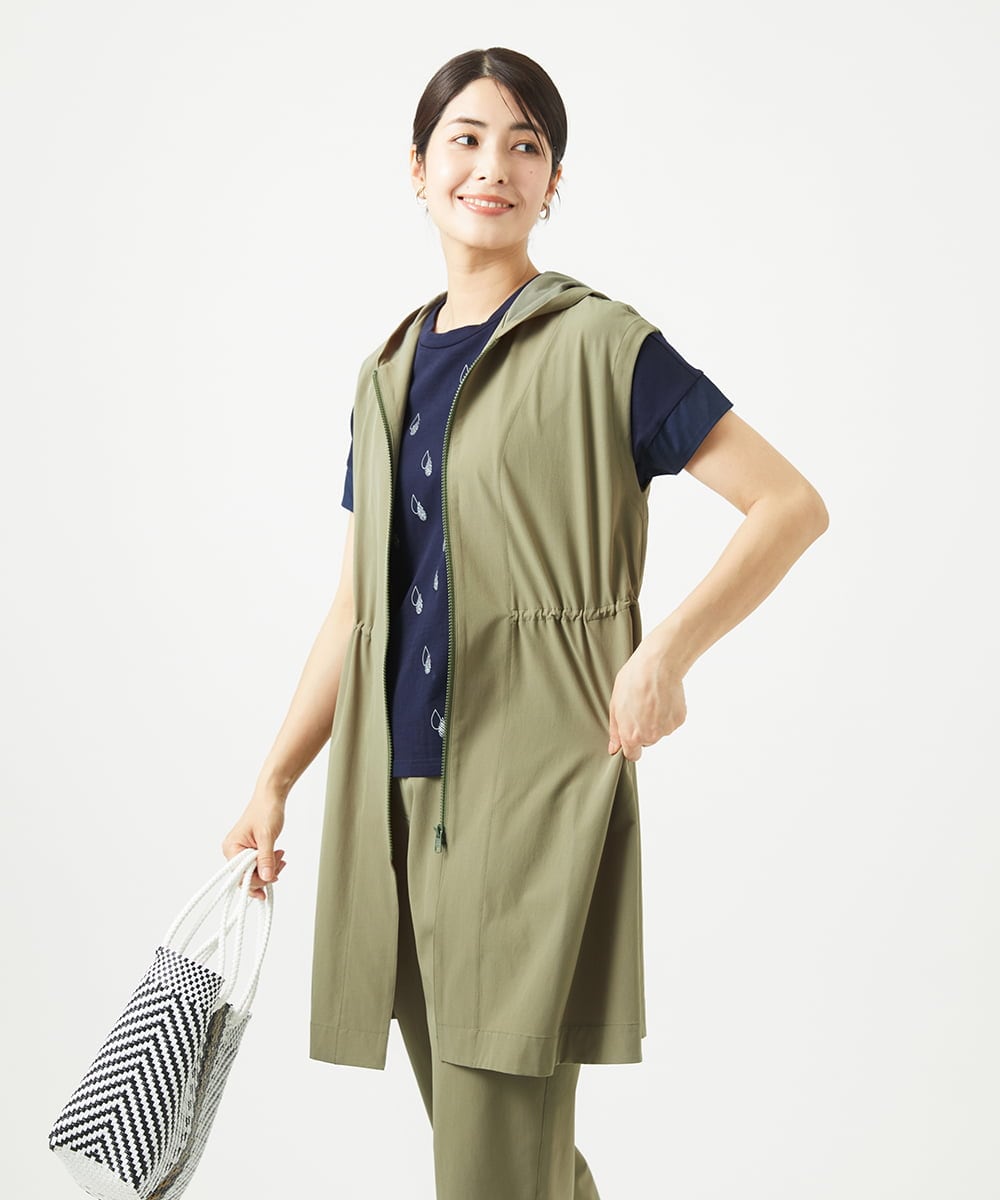 NGDHA02290 GIANNI LO GIUDICE(ジャンニ ロ ジュディチェ) [洗える・撥水加工]ナイロンリぺレントロングジレ カーキ