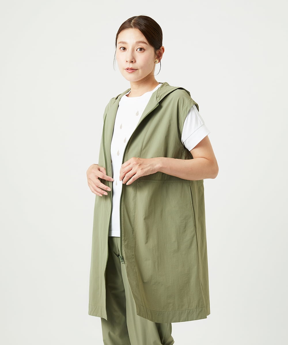 NGDHA02290 GIANNI LO GIUDICE(ジャンニ ロ ジュディチェ) [撥水加工・洗える]ナイロンリぺレントロングジレ カーキ