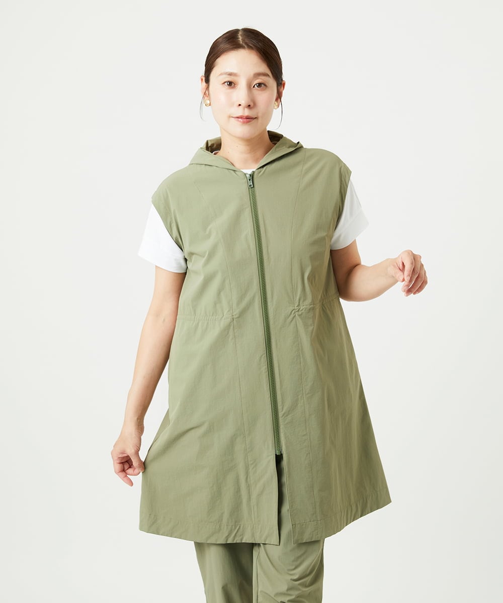 NGDHA02290 GIANNI LO GIUDICE(ジャンニ ロ ジュディチェ) [撥水加工・洗える]ナイロンリぺレントロングジレ カーキ