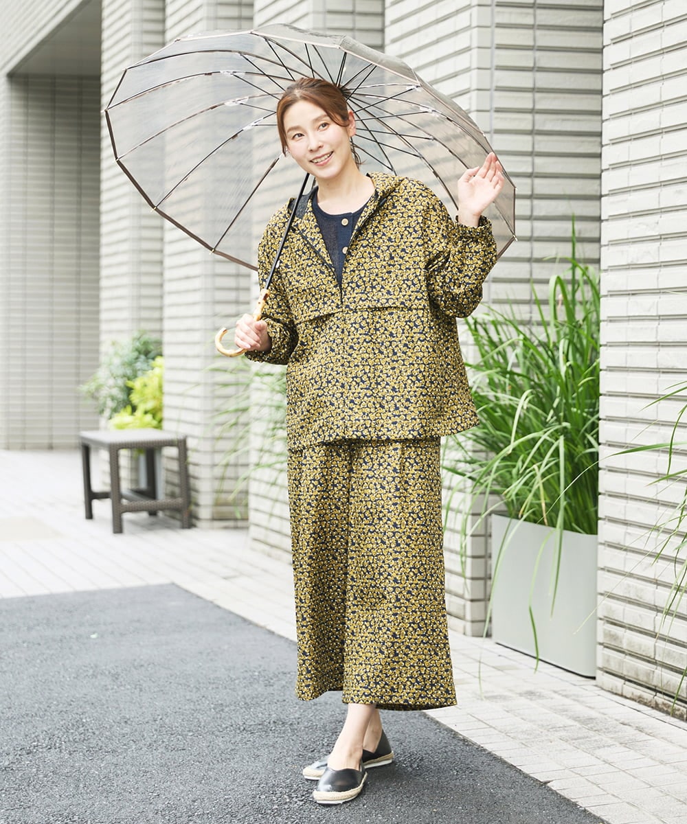 NGDHW07250 GIANNI LO GIUDICE(ジャンニ ロ ジュディチェ) [洗える・撥水加工]レインフラワープリントブルゾン ネイビー×イエロー