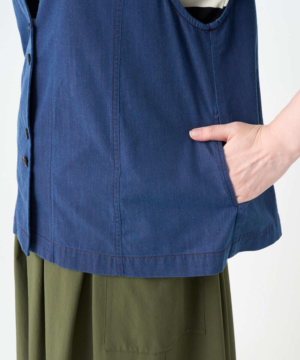 NGDJB21290 GIANNI LO GIUDICE(ジャンニ ロ ジュディチェ) [接触冷感・洗える]ビヨンドデニムＶネックジレ ネイビー