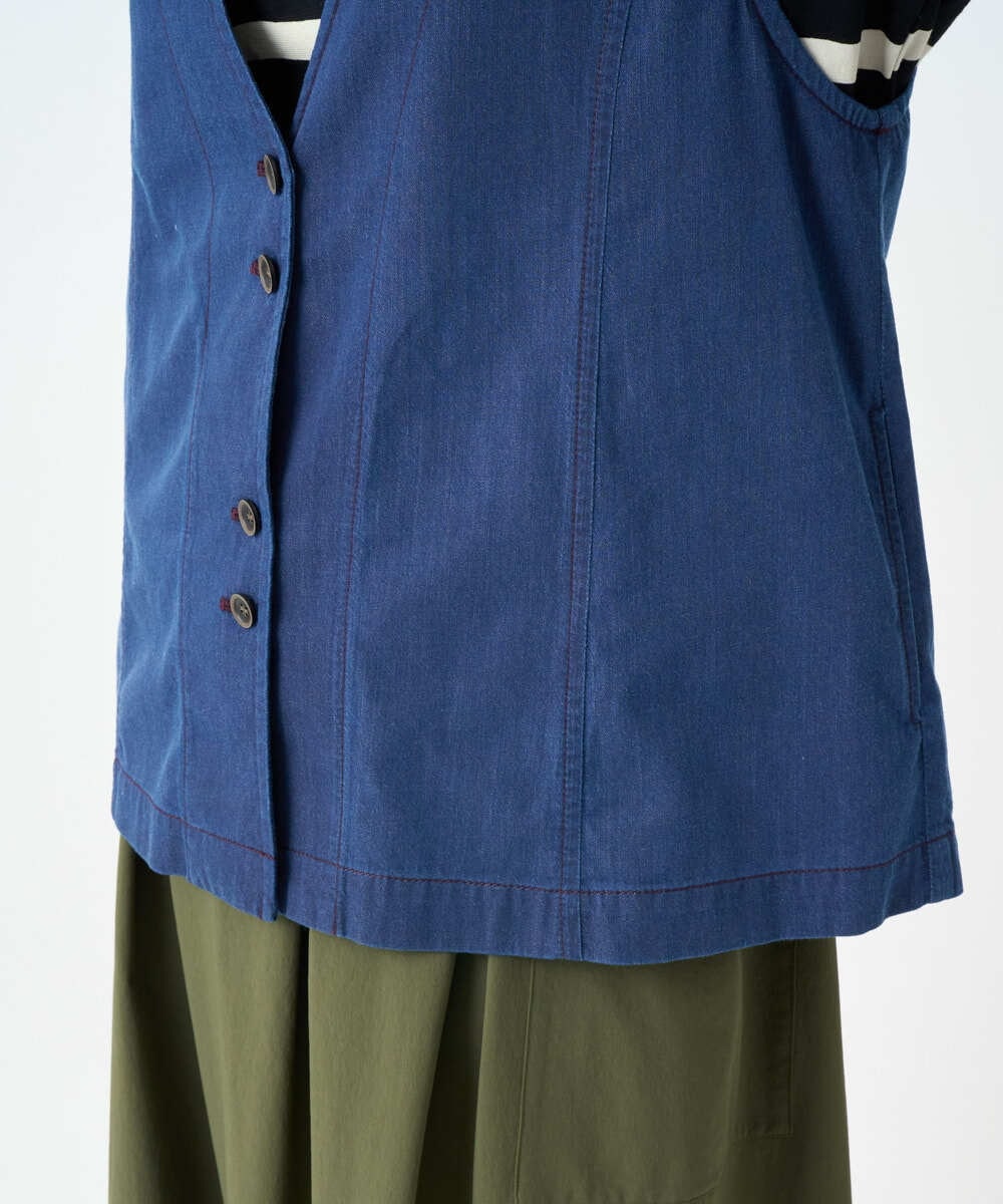 NGDJB21290 GIANNI LO GIUDICE(ジャンニ ロ ジュディチェ) [接触冷感・洗える]ビヨンドデニムＶネックジレ ネイビー