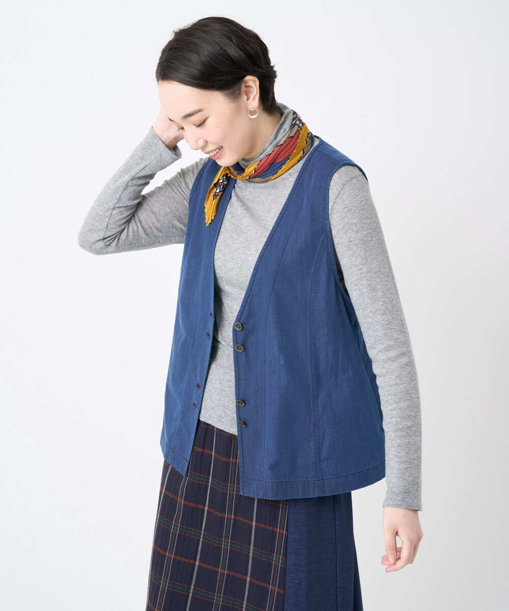 NGDJB21290 GIANNI LO GIUDICE(ジャンニ ロ ジュディチェ) [接触冷感・洗える]ビヨンドデニムＶネックジレ ネイビー